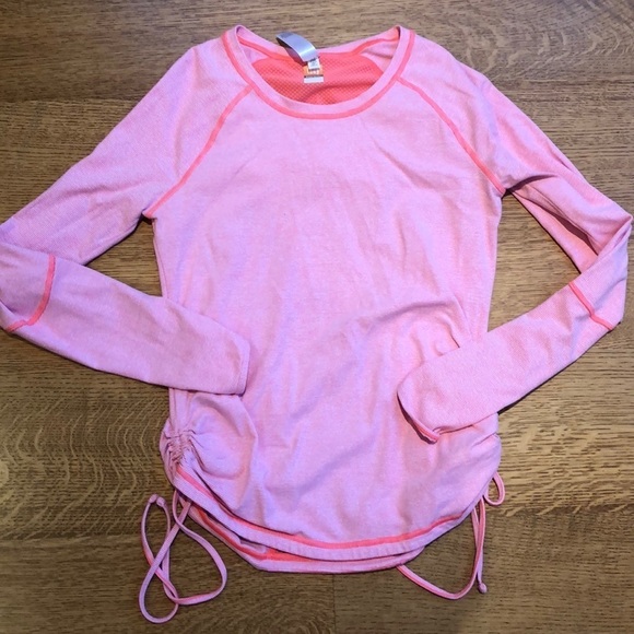 Lucy Activewear Neon Striped Ruched Athletic Top M - Picture 1 of 5